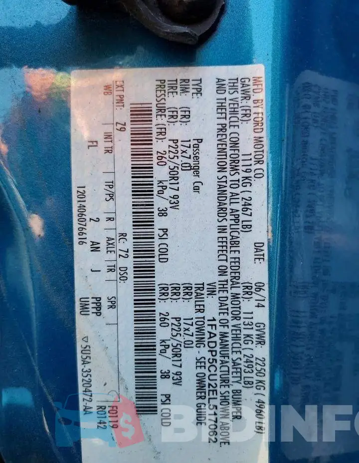 1FADP5CU2EL517062 Photo# 14