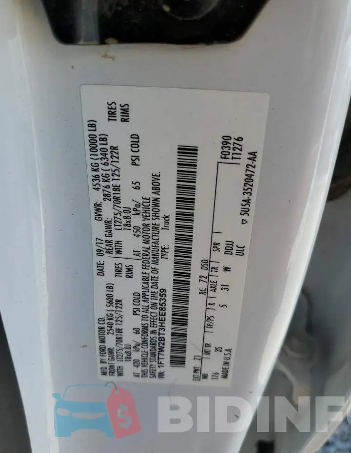 1FT7W2BT3HEE85359 Photo# 12