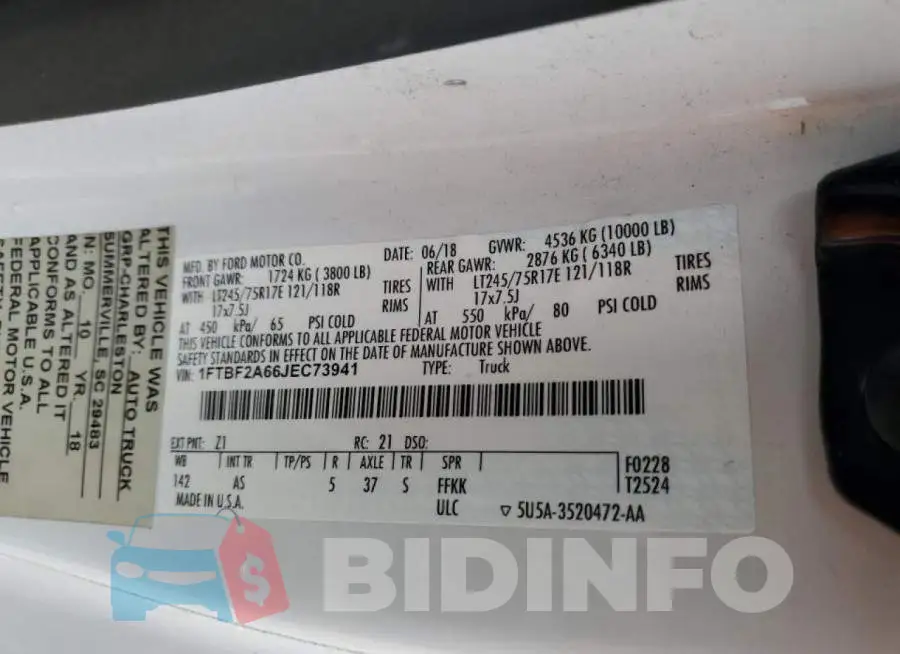1FTBF2A66JEC73941 Photo# 12