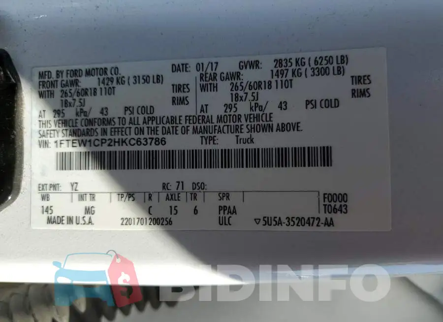 1FTEW1CP2HKC63786 Photo# 12