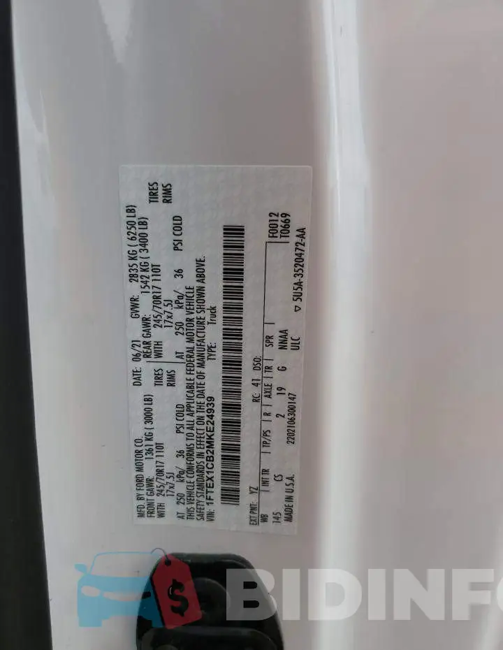 1FTEX1CB2MKE24939 Photo# 12