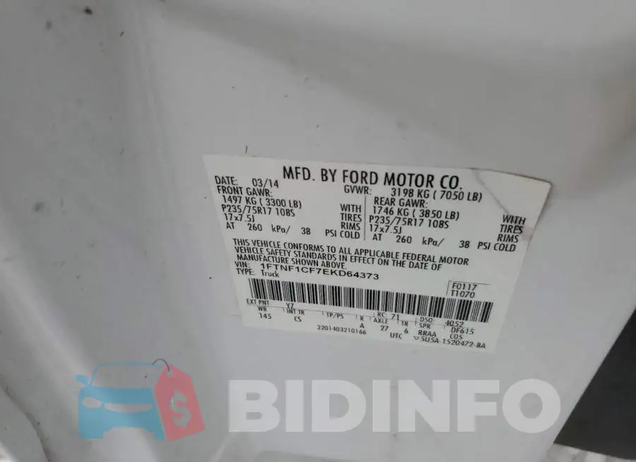 1FTNF1CF7EKD64373 Photo# 12