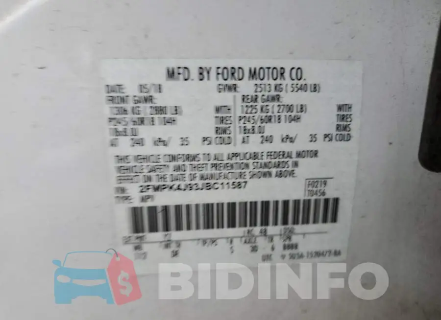 2FMPK4J93JBC11587 Photo# 13