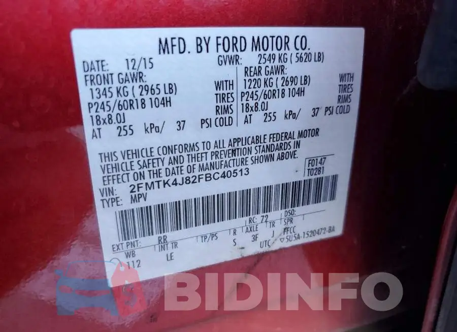 2FMTK4J82FBC40513 Photo# 13