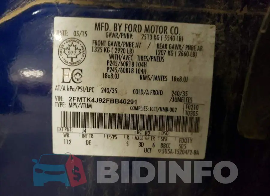 2FMTK4J92FBB40291 Photo# 12
