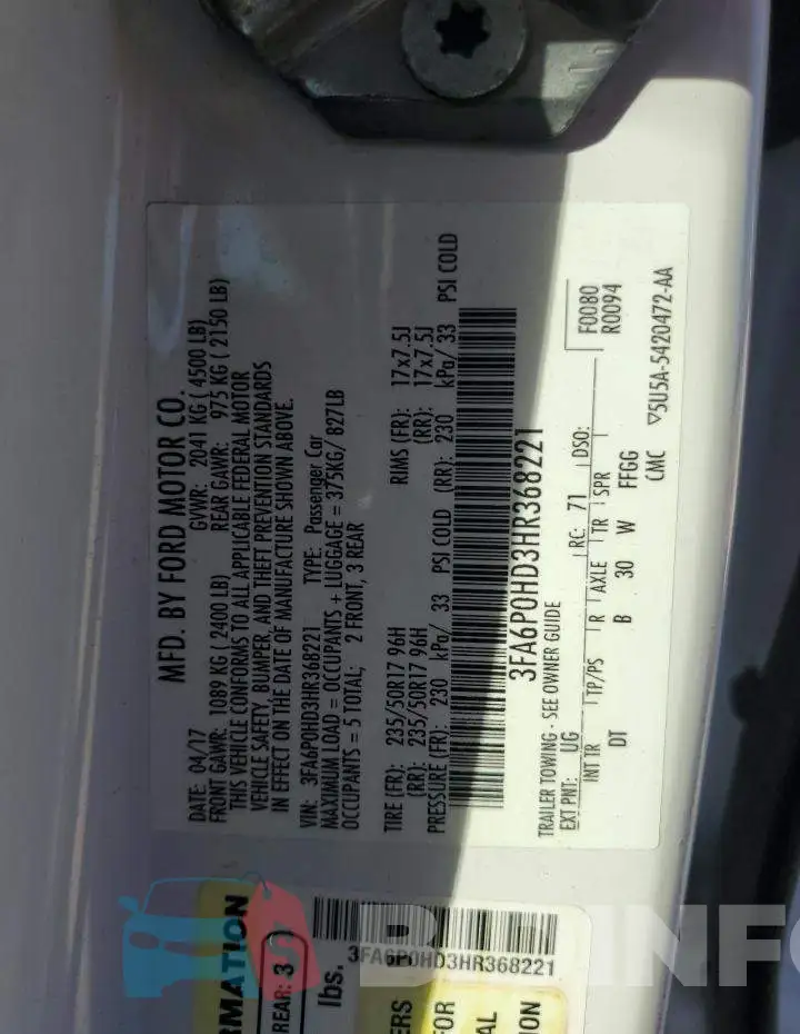 3FA6P0HD3HR368221 Photo# 13