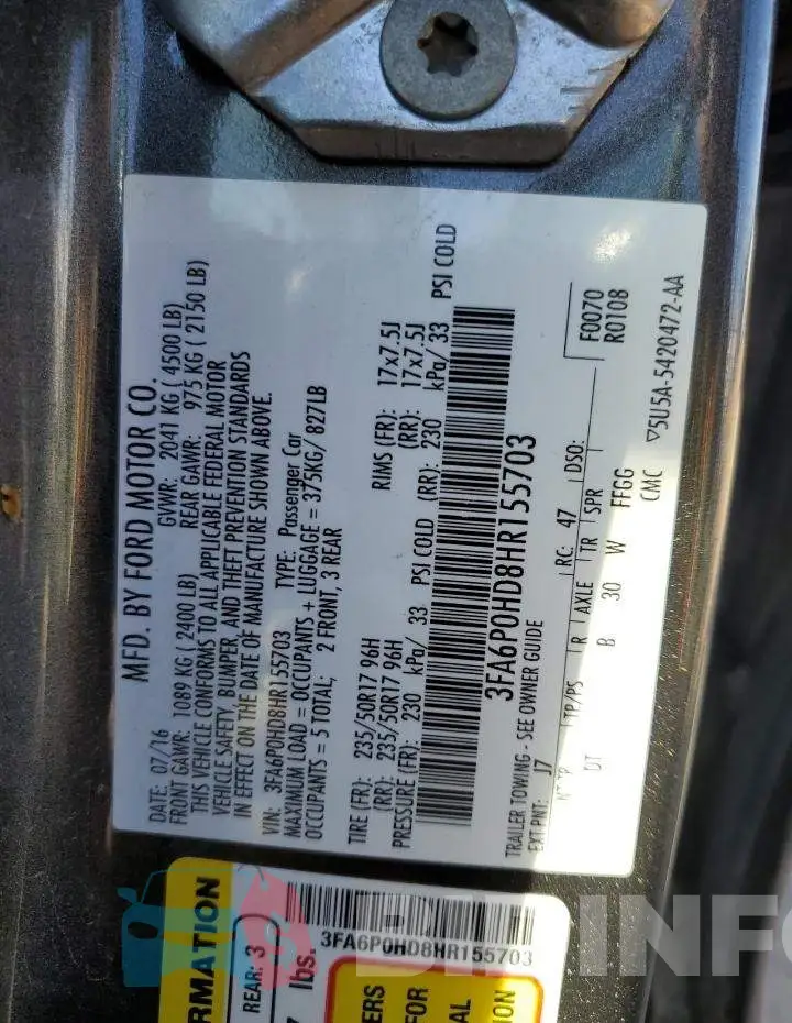3FA6P0HD8HR155703 Photo# 12