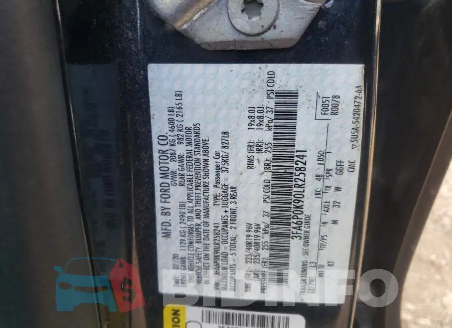 3FA6P0K90LR258241 Photo# 12