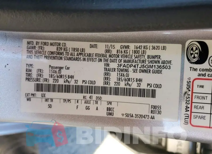 3FADP4TJ5GM136503 Photo# 12