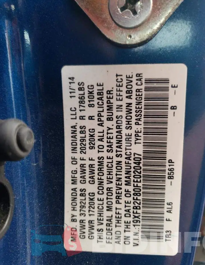 19XFB2F80FE020407 Photo# 12