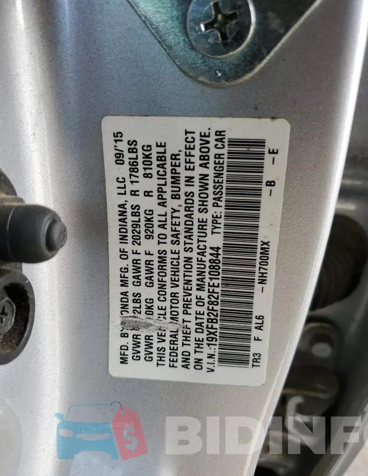 19XFB2F82FE108844 Photo# 13