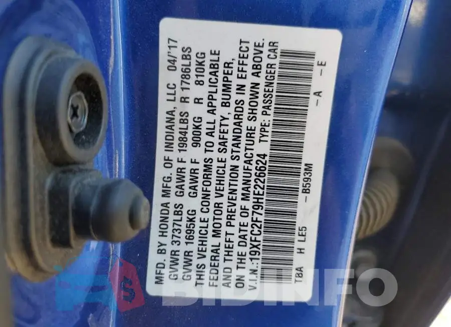 19XFC2F79HE226624 Photo# 12
