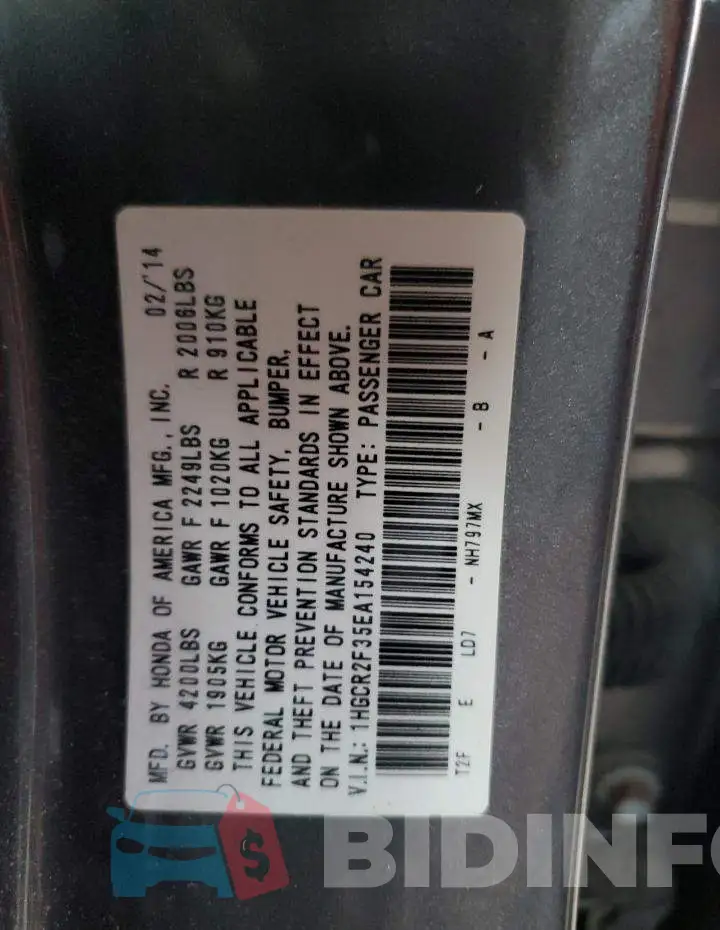 1HGCR2F35EA154240 Photo# 12