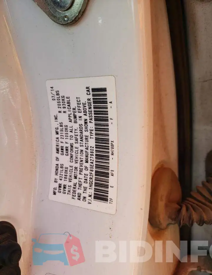 1HGCR2F85EA279802 Photo# 12