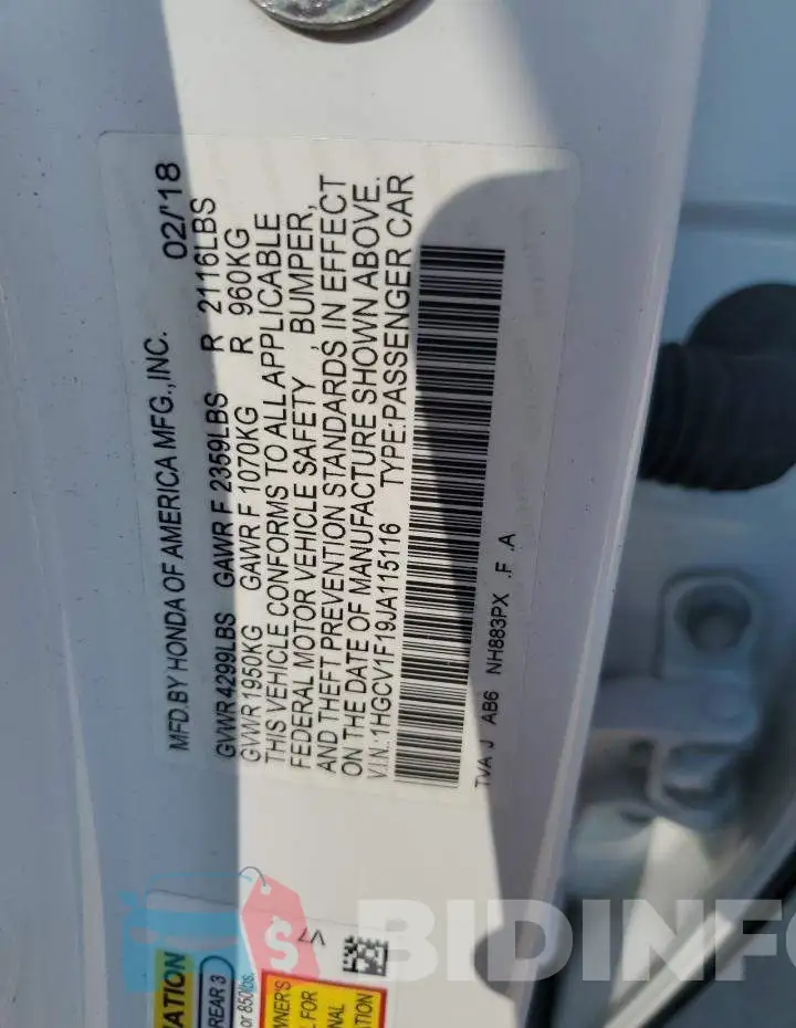 1HGCV1F19JA115116 Photo# 12
