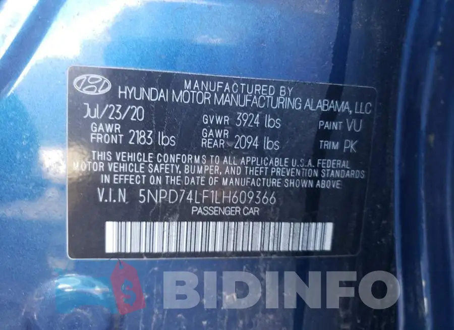 5NPD74LF1LH609366 Photo# 12