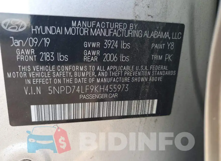 5NPD74LF9KH455973 Photo# 12