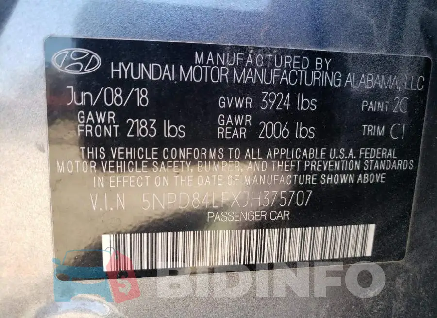 5NPD84LFXJH375707 Photo# 13