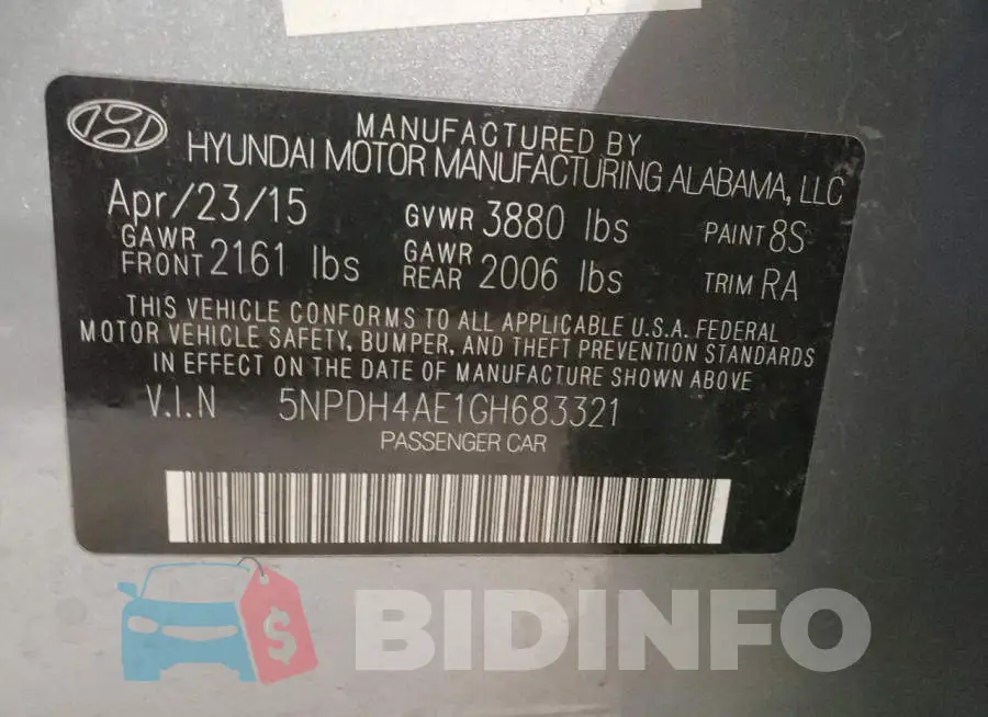 5NPDH4AE1GH683321 Photo# 12