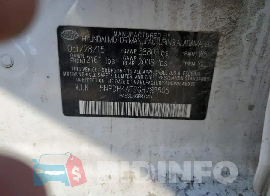 5NPDH4AE2GH782505 Photo# 13
