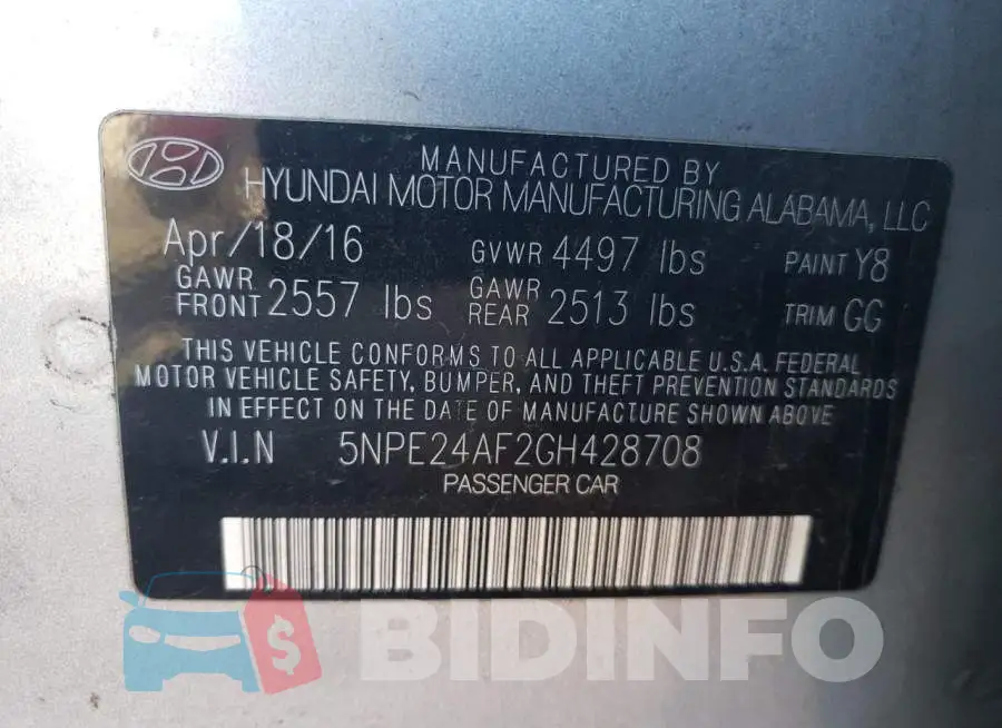 5NPE24AF2GH428708 Photo# 12