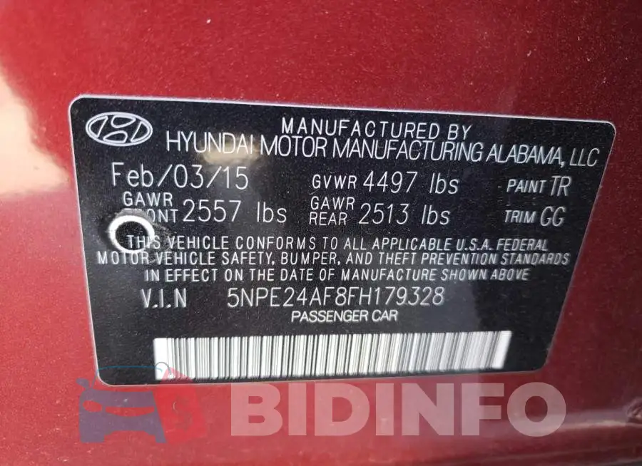 5NPE24AF8FH179328 Photo# 12