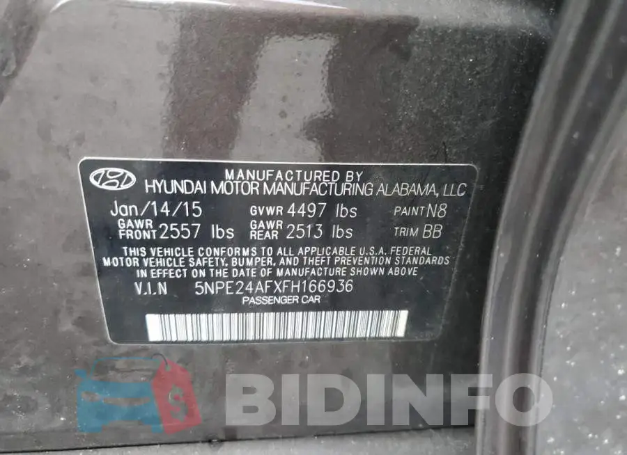 5NPE24AFXFH166936 Photo# 12