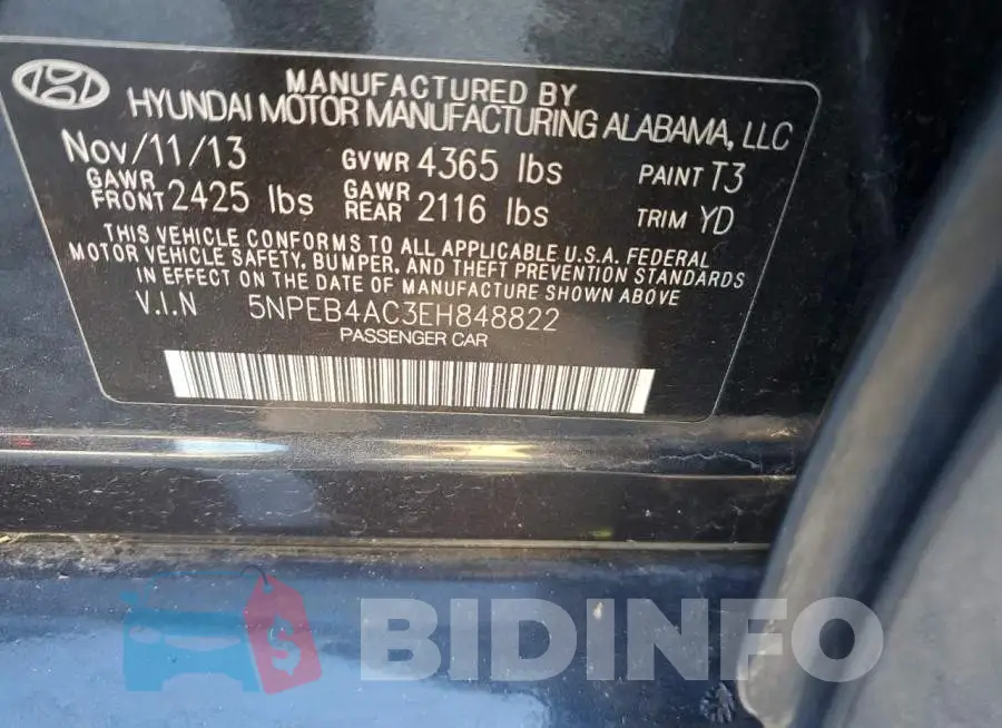 5NPEB4AC3EH848822 Photo# 12