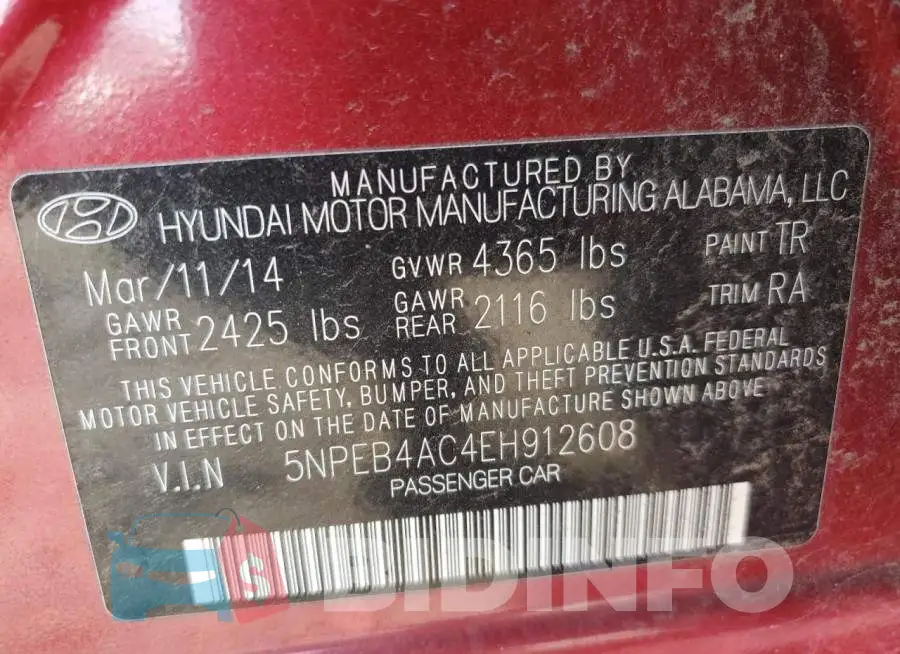 5NPEB4AC4EH912608 Photo# 12