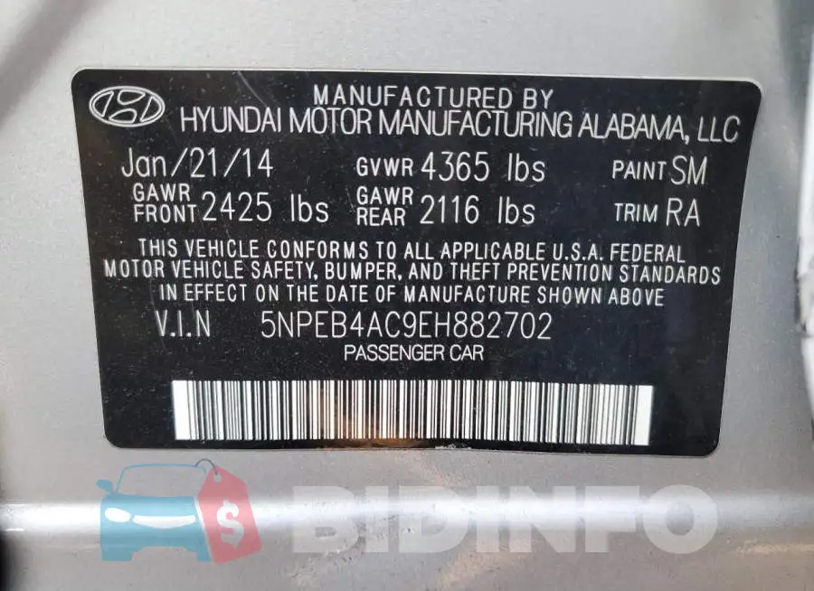 5NPEB4AC9EH882702 Photo# 12