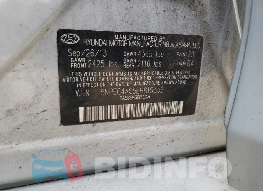 5NPEC4AC5EH819352 Photo# 12