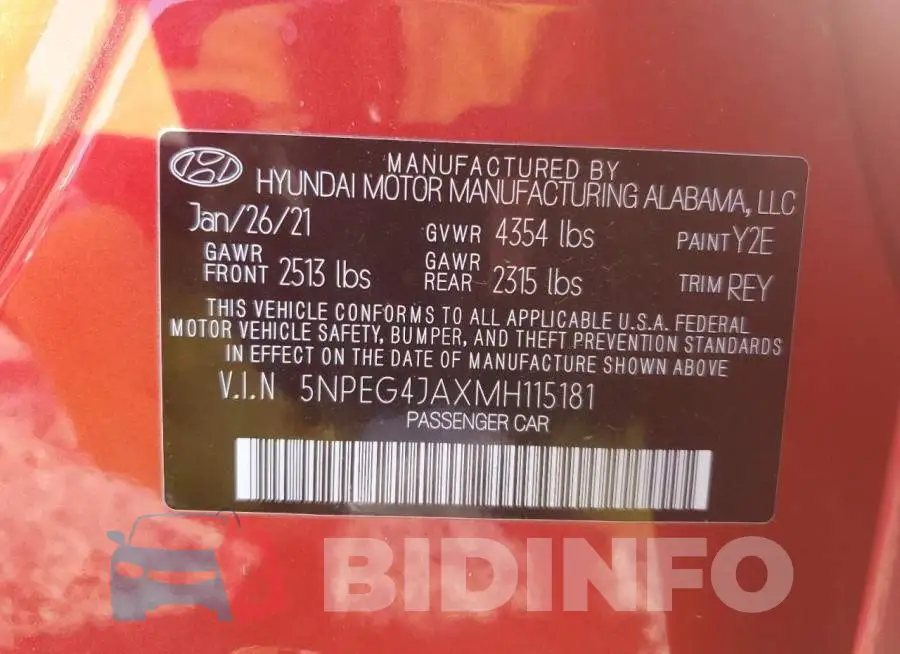 5NPEG4JAXMH115181 Photo# 12