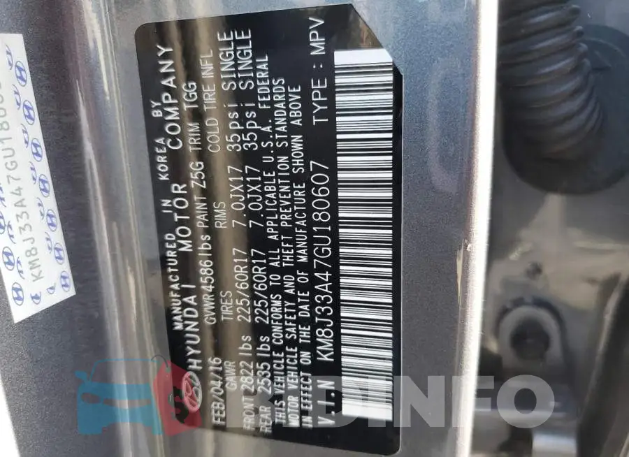 KM8J33A47GU180607 Photo# 13