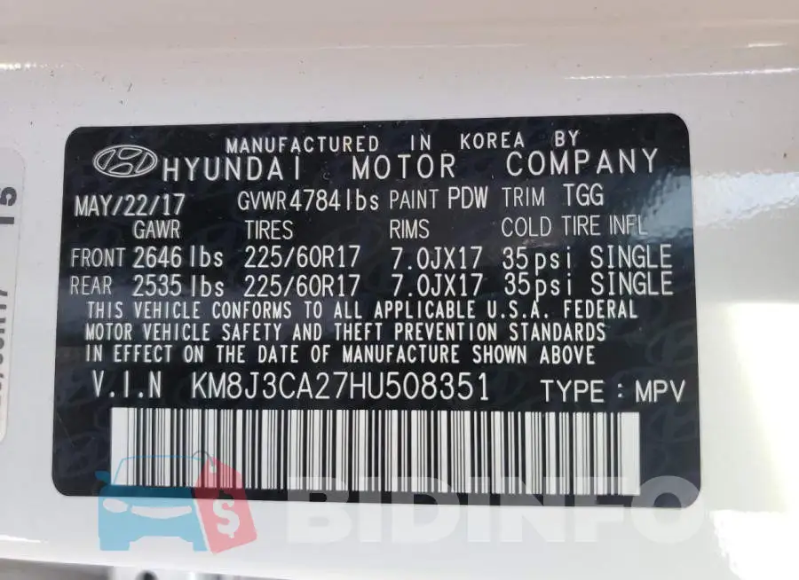 KM8J3CA27HU508351 Photo# 13