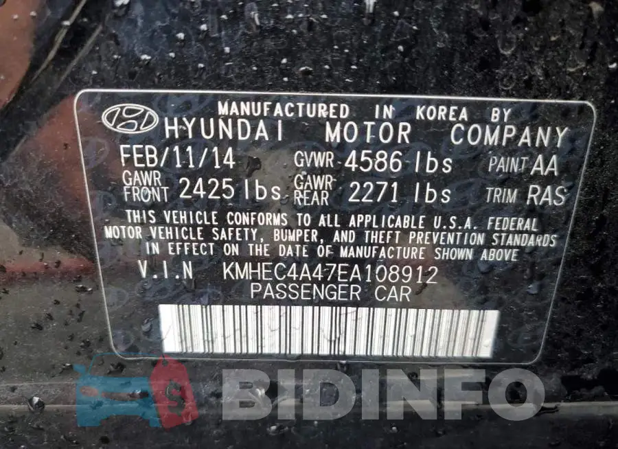 KMHEC4A47EA108912 Photo# 12