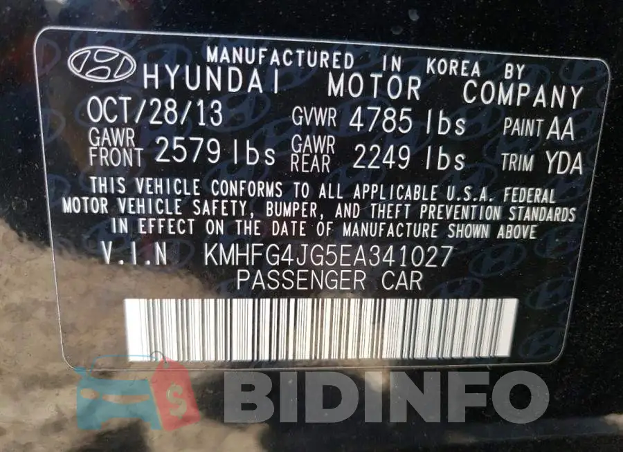 KMHFG4JG5EA341027 Photo# 13