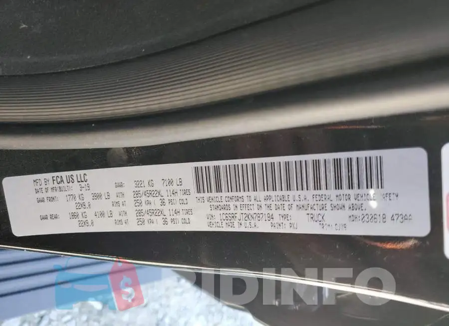 1C6SRFJT2KN787184 Photo# 12