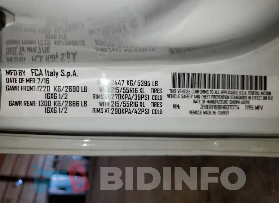 ZFBERFBB8H6D71774 Photo# 13