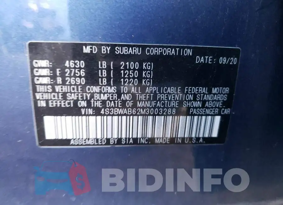 4S3BWAB62M3003288 Photo# 13
