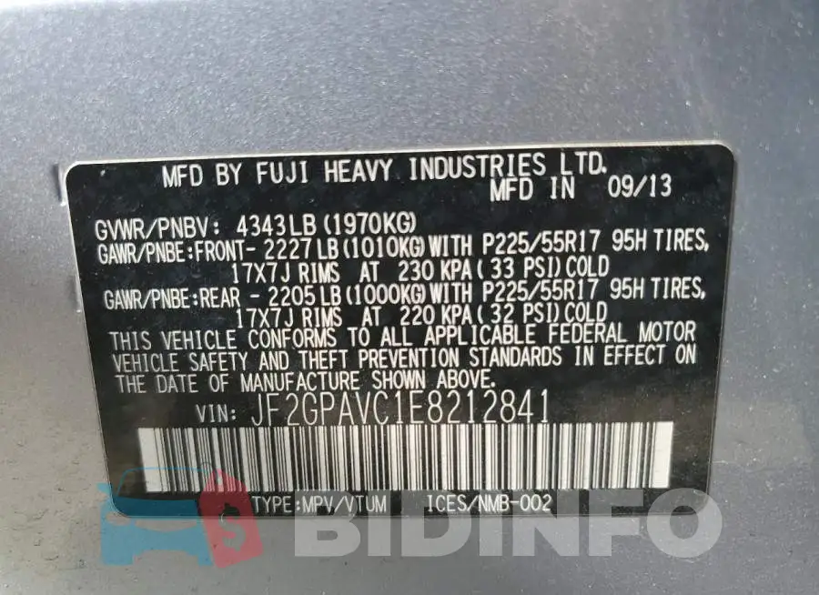 JF2GPAVC1E8212841 Photo# 13