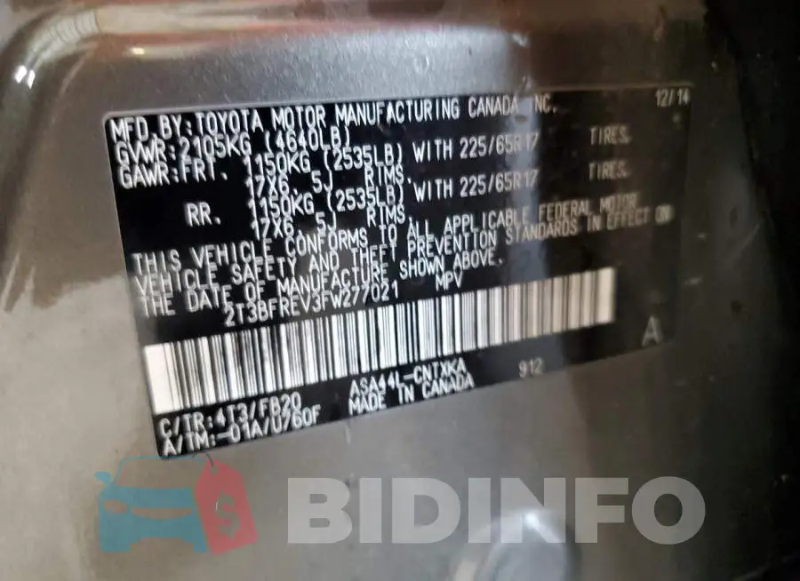 2T3BFREV3FW277021 Photo# 14