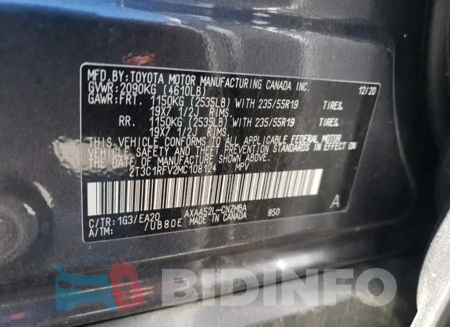 2T3C1RFV2MC108124 Photo# 13