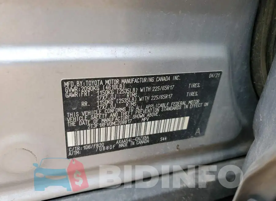 2T3F1RFV0MC208817 Photo# 12
