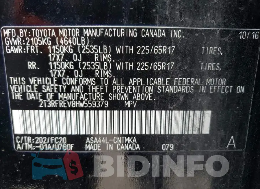 2T3RFREV8HW559379 Photo# 12