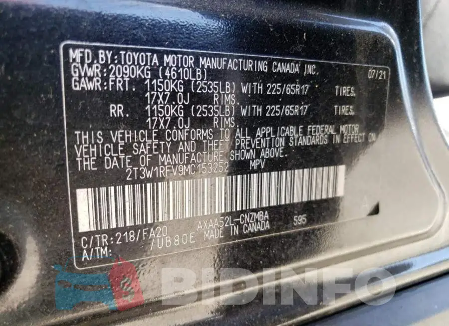 2T3W1RFV9MC153252 Photo# 13