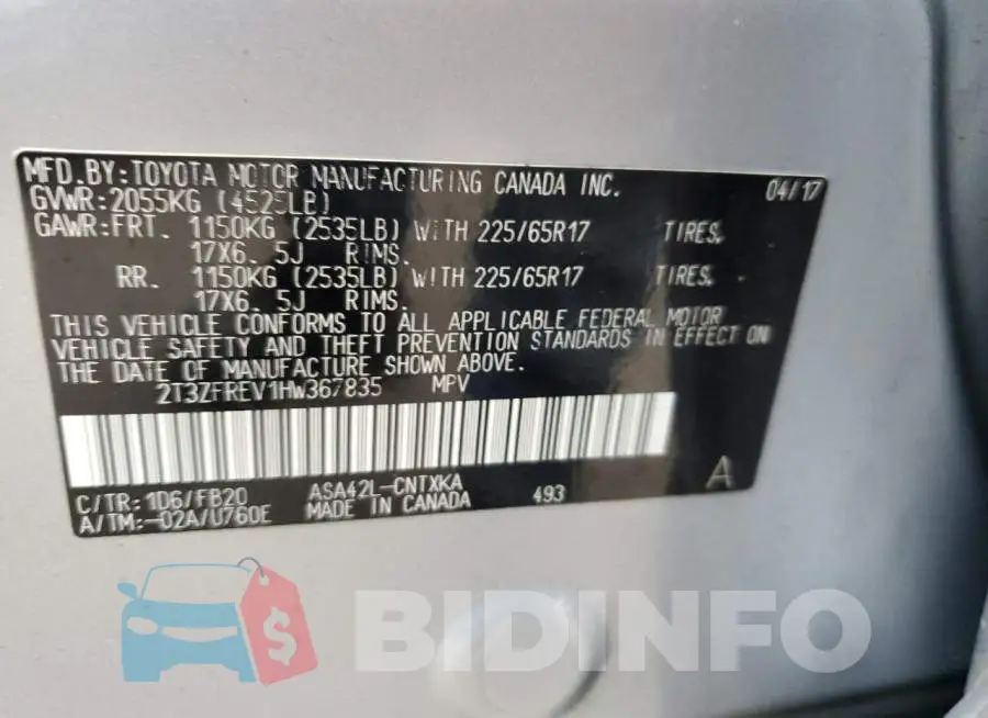 2T3ZFREV1HW367835 Photo# 12