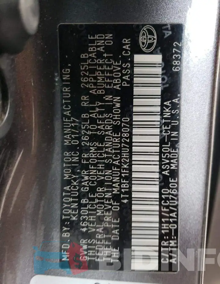 4T1BF1FK2HU728070 Photo# 12