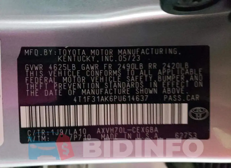 4T1F31AK6PU614637 Photo# 12