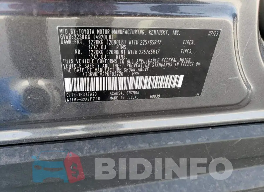 4T3RWRFV3PU102220 Photo# 14