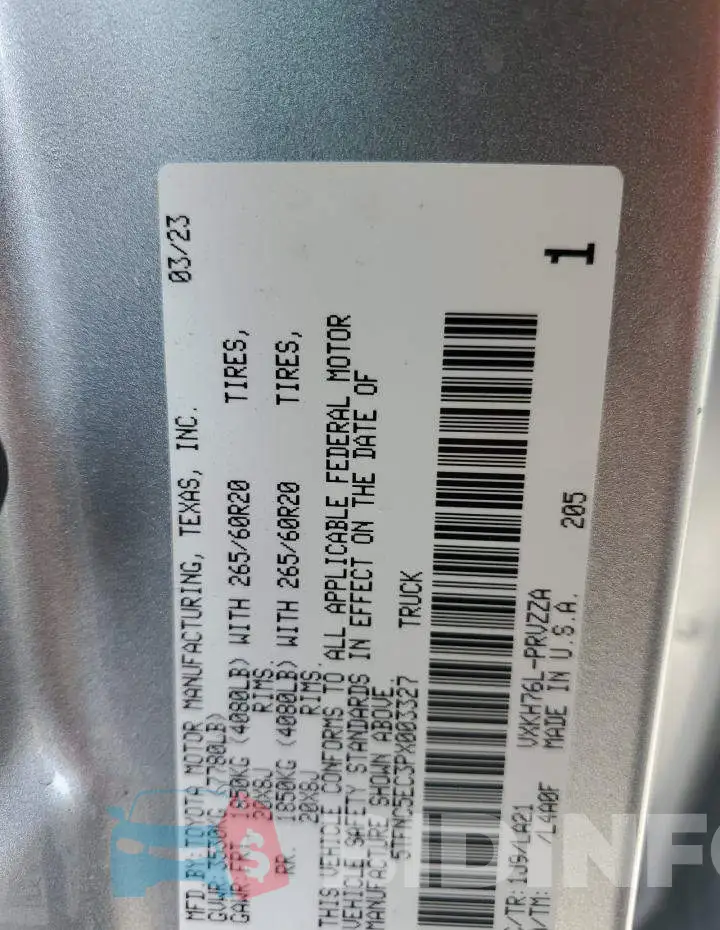 5TFNC5EC3PX003327 Photo# 12